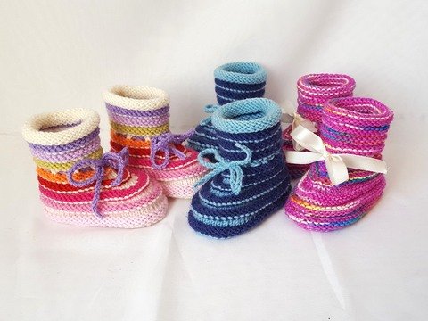 Strickanleitung Baby-Schuhe, Baby-Stiefelchen, Booties, Sohlenlänge ca. 9,5 - 10 cm