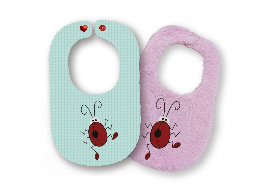 Stickdatei Lätzchen Marienkäfer Applikation ITH ab 16x26