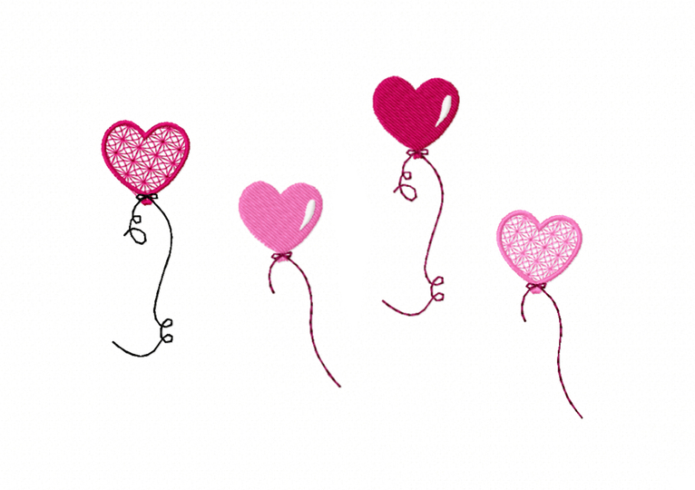 Stickdatei Herz Luftballon - zwei Varianten, Rahmen ab 10 cm x 10 cm