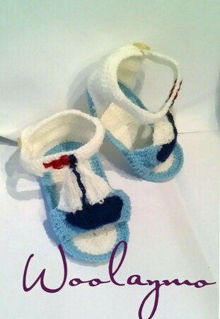 Baby sandals * Sea * Ship. Crochet pattern