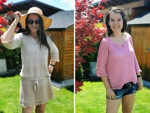 Häkelkleid/Häkelpulli "LEANDRA" für alle Größen