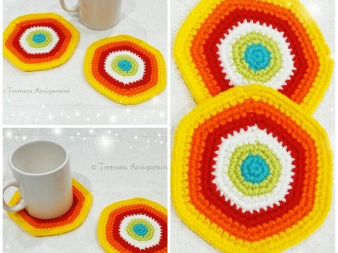 Häkelanleitung kostenlose Untersetzer PDF Ternura Amigurumi English- Deutsch- Dutch