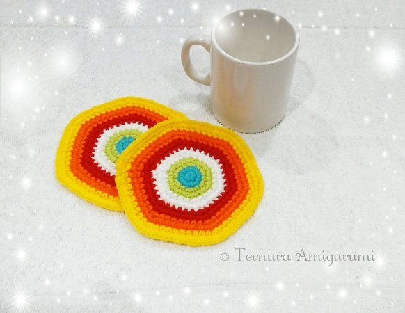 FREE crochet pattern coasters PDF Ternura Amigurumi English- Deutsch- Dutch