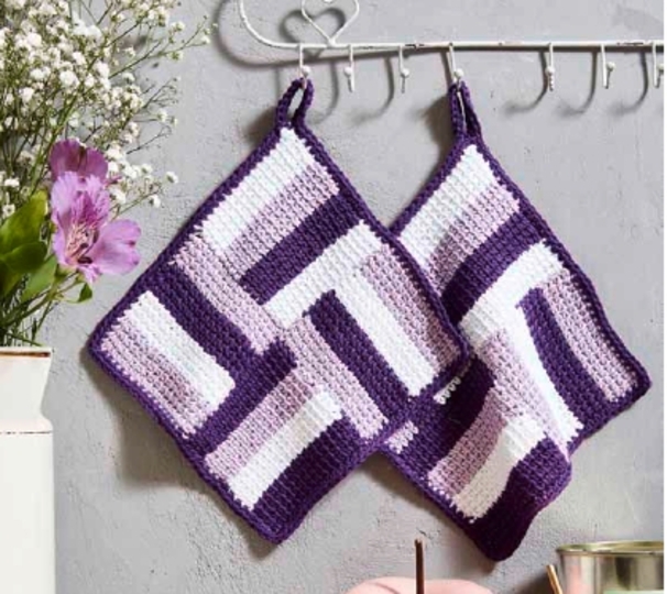 Topflappen Schicht-Dessert Tunesisch gehäkelt