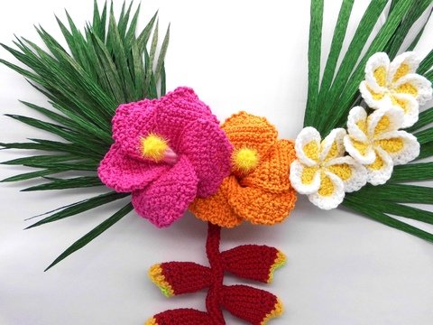 Häkel-Türkranz oder Wand-Deko Tropical Garden