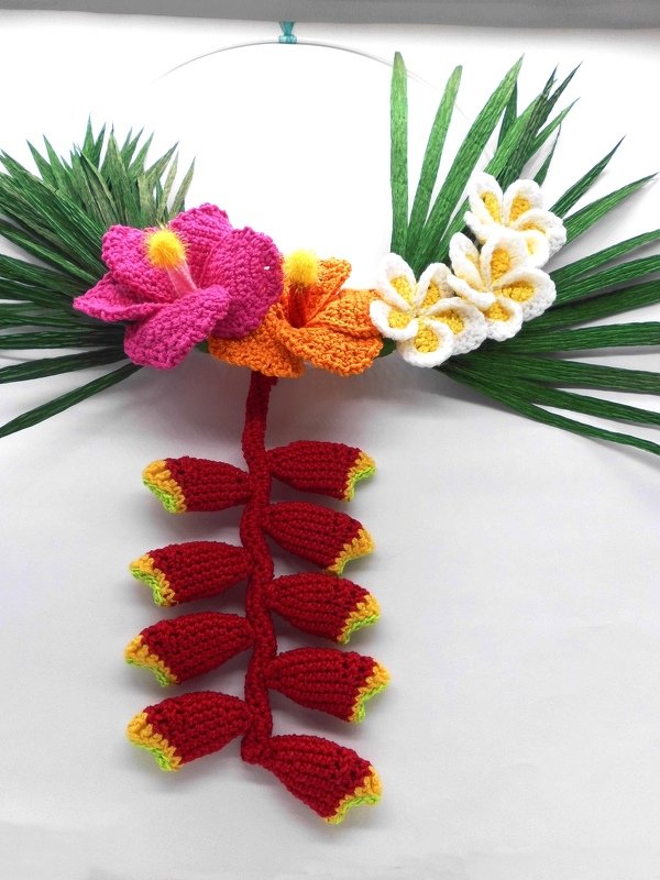 Häkel-Türkranz oder Wand-Deko Tropical Garden