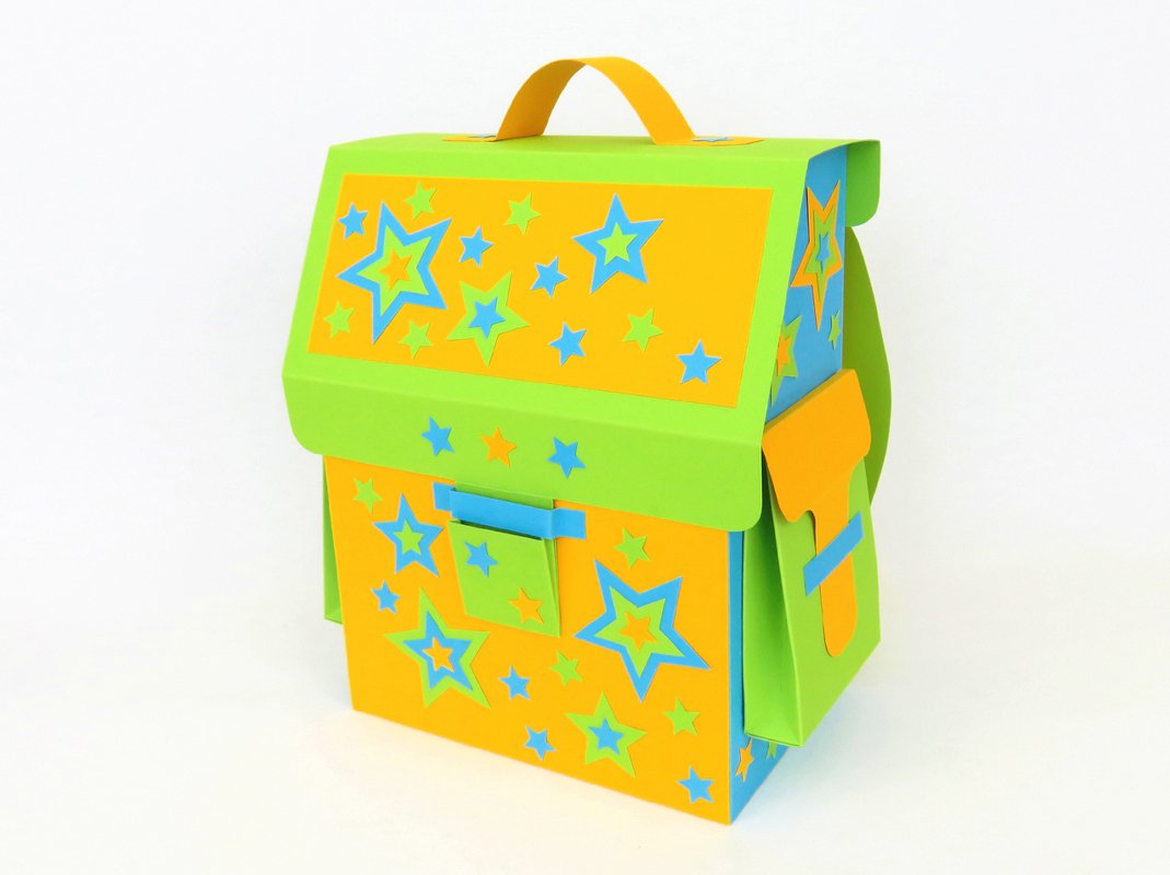 Geschenktasche – Schulranzen mit Sternen – Bastelanleitung und Vorlagen