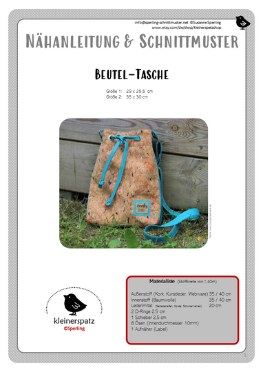 Nähanleitung und Schnittmuster Tasche / Beuteltasche