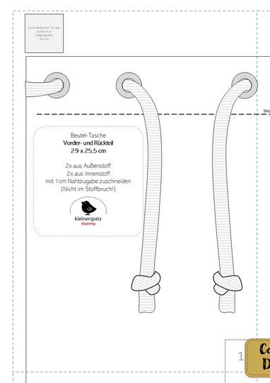 Nähanleitung und Schnittmuster Tasche / Beuteltasche