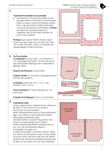 Nähanleitung und Schnittmuster Tasche / Beuteltasche
