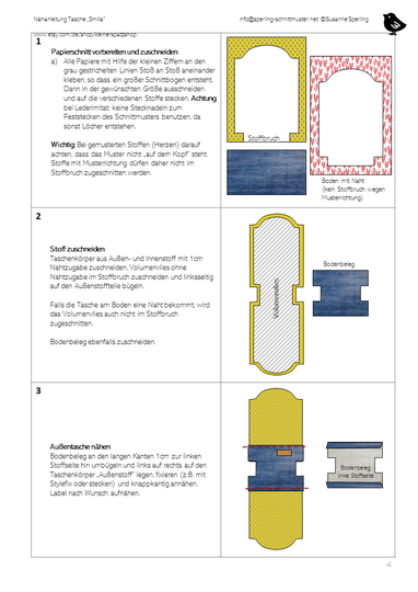 Nähanleitung und Schnittmuster Tasche Smilla