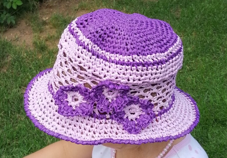 Gehäkelter Kinder-Sommerhut Lea – atmungsaktiver Hut aus Papiergarn