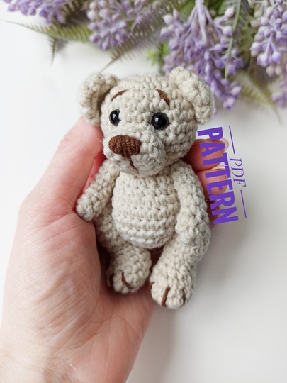 Crochet bear pattern, Amigurumi mini teddy bear pattern