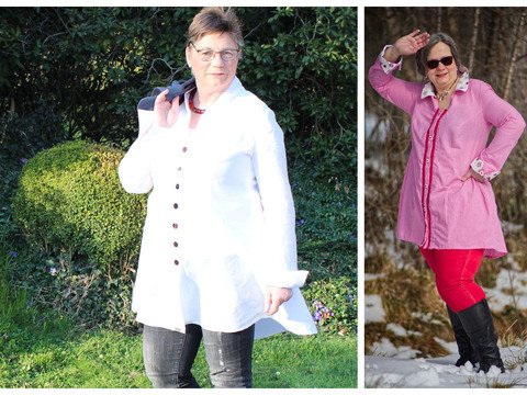 Sayuri Longbluse mit Wienernähten curvy von 34 - 54