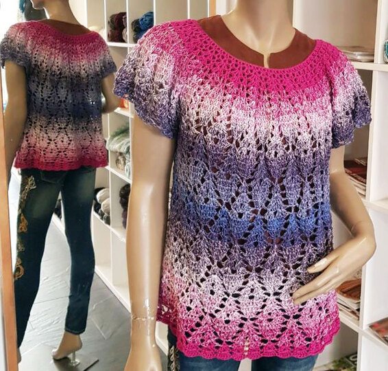 Häkelanleitung Shirt, Tunika Kleid Olivia Größe 32 bis 56