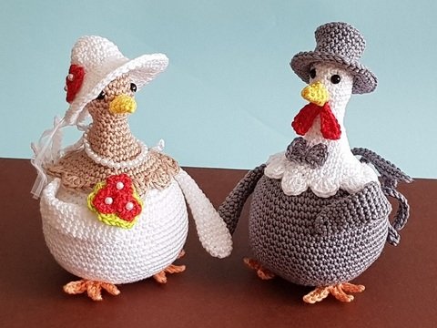 Häkelanleitung Hühner Brautpaar