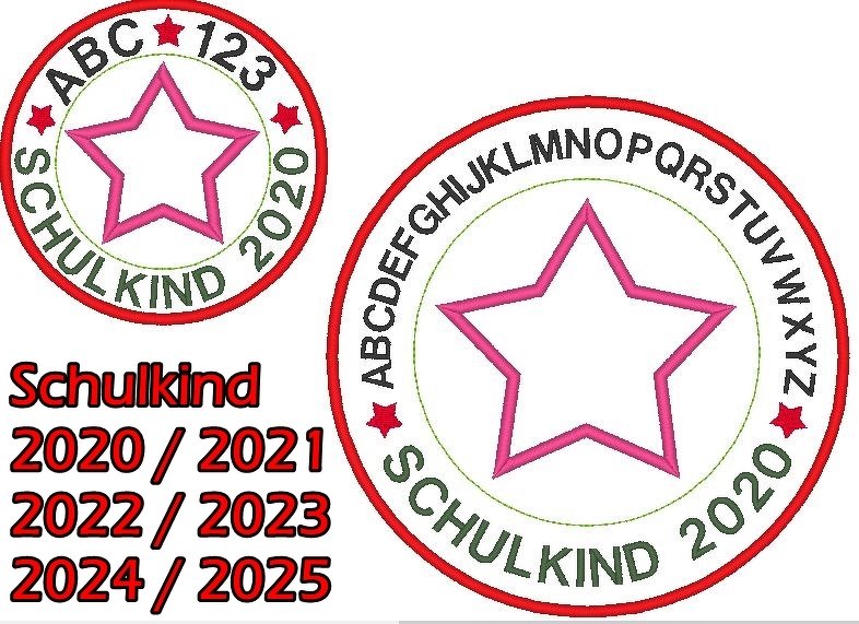 Stickdatei Schulkind 2020 2021 2022 2023 2024 2025