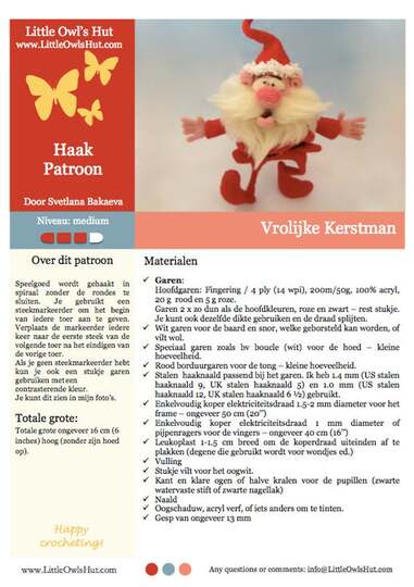 057NLY Vrolijke Kerstman - Amigurumi Haakpatroon - PDF by Bakaeva CP
