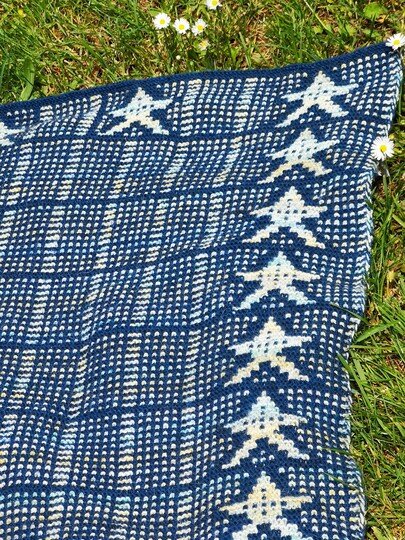 Tuch "Sternen-Welt" kuschliges Tuch mit Sternen gestrickt im Mosaikmuster