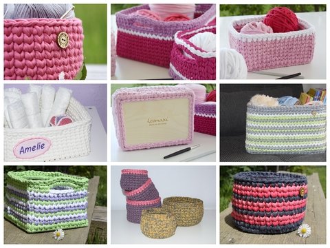 - BASIC - Utensilo Grundanleitung im Strickstich mit einem Boden häkeln, Geschenkkörbchen, Häkelkorb, Körbchen, Häkelkörbchen