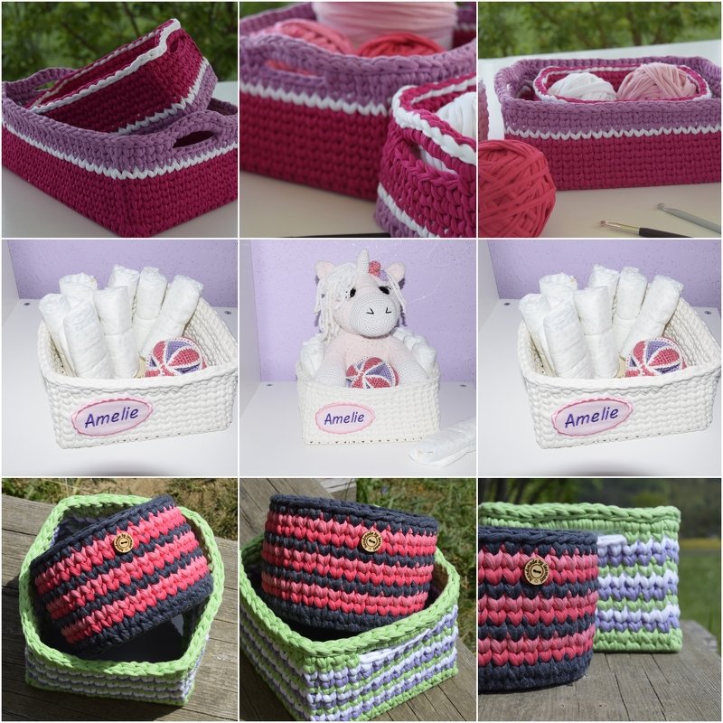 - BASIC - Utensilo Grundanleitung im Strickstich mit einem Boden häkeln, Geschenkkörbchen, Häkelkorb, Körbchen, Häkelkörbchen - Bild 3