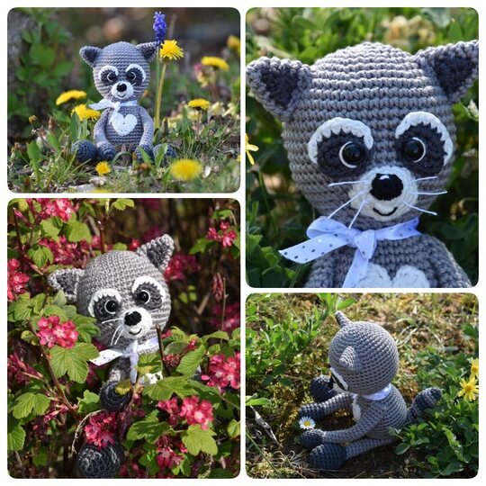 Häkelanleitung Waschbär mit Herz