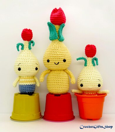 Amigurumi Flower Tulip spring and Baby Tulip bulb boy and girl set crochet pattern