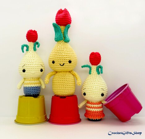 Amigurumi Flower Tulip spring and Baby Tulip bulb boy and girl set crochet pattern