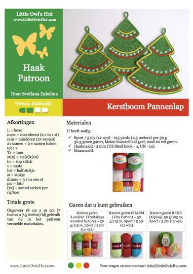 087NLY Kerstboom pannenlap - Haak Patroon - PDF file by Zabelina CP