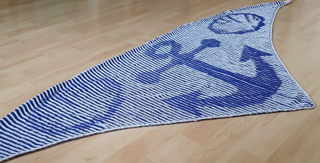 Anchor, Shadow Knitting, Illusion Knitting, Motif Shawl