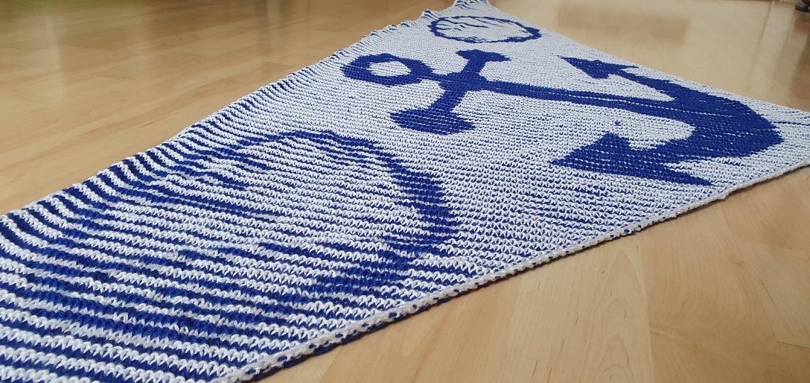 Anchor, Shadow Knitting, Illusion Knitting, Motif Shawl