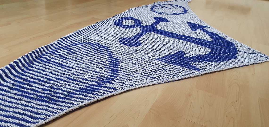 Anker, Schattenstricken, Illusionsstricken, Motivtuch