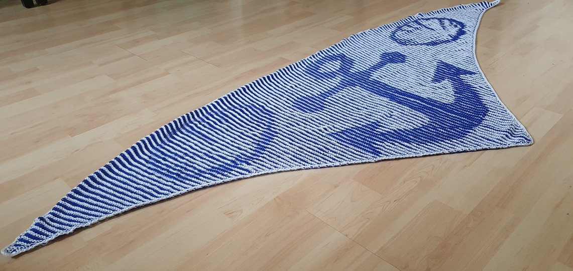 Anker, Schattenstricken, Illusionsstricken, Motivtuch