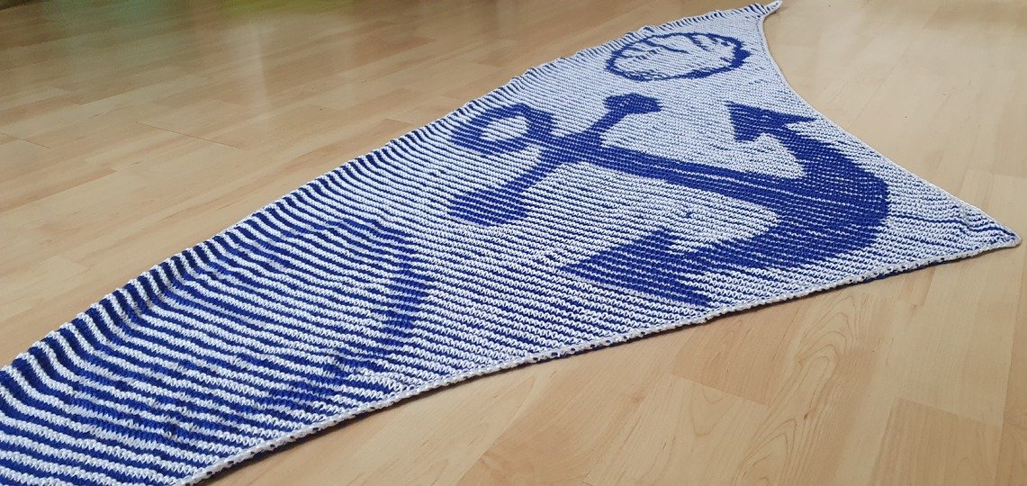 Anker, Schattenstricken, Illusionsstricken, Motivtuch