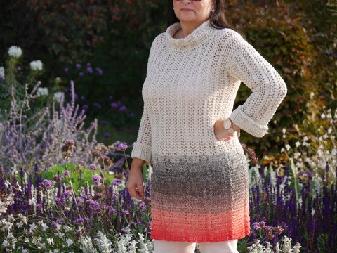 Häkelanleitung Longpulli mit Farbverlaufsgarn