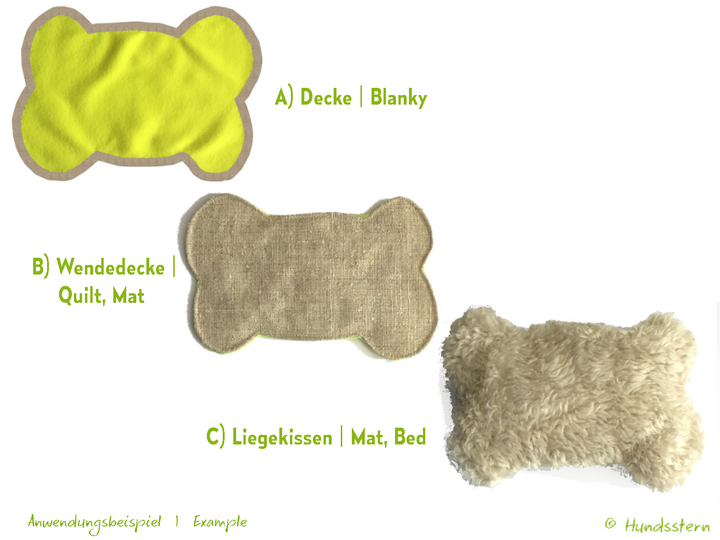 ANKA 3-in-1 dog blanket, mat, bed. 4 sizes, sewing pattern