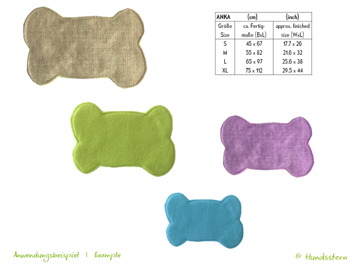 ANKA 3-in-1 dog blanket, mat, bed. 4 sizes, sewing pattern