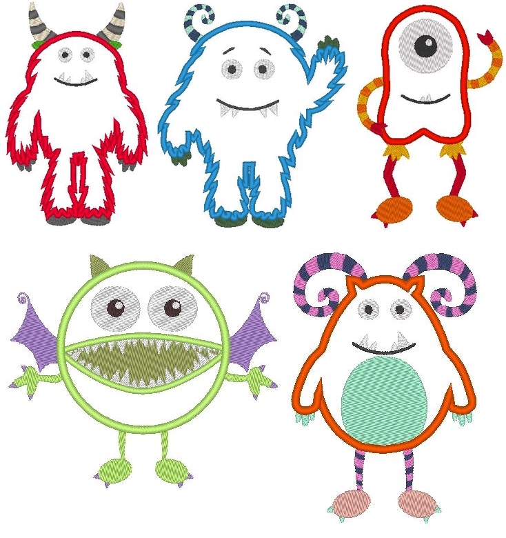 Stickdatei Monster für Stoff Applis