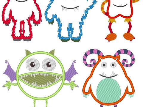 Stickdatei Monster für Stoff Applis