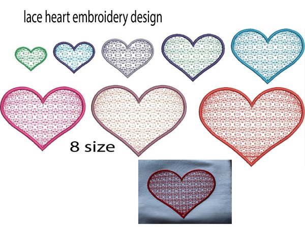Machine embroidery design lace heart