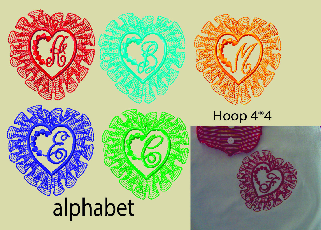 Monogram Fonts For Embroidery Machine design Heart