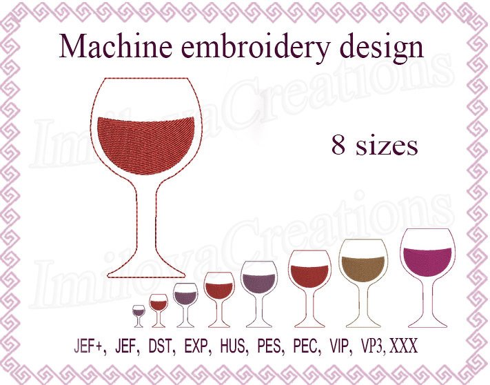 Wineglass embroidery design