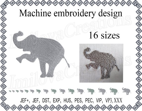 Machine Embroidery design elephant Silhouette