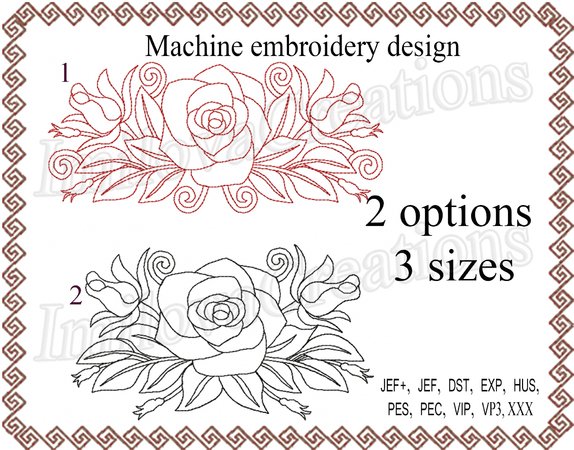 3 Flowers Machine Embroidery Design Instant Download