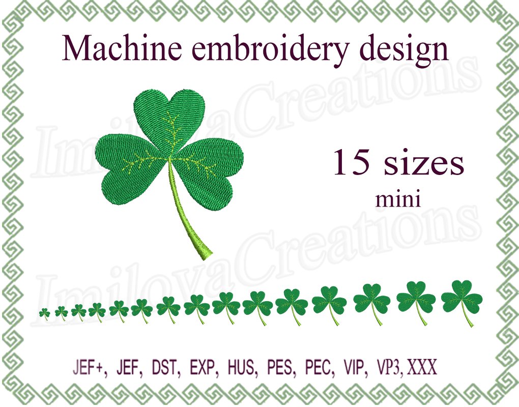 Machine embroidery Clover  shamrock