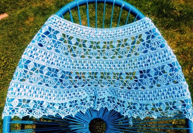 "Botswana" Crochet Shawl Crescent or Stole Bride Pattern