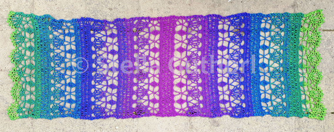 "Botswana" Crochet Shawl Crescent or Stole Bride Pattern