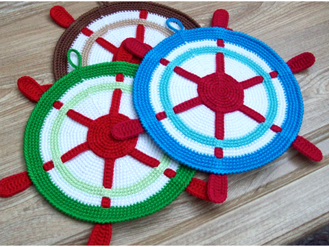 212DE Häkelanleitung Schiffssteuerrad Topflappen - PDF Zabelina Etsy