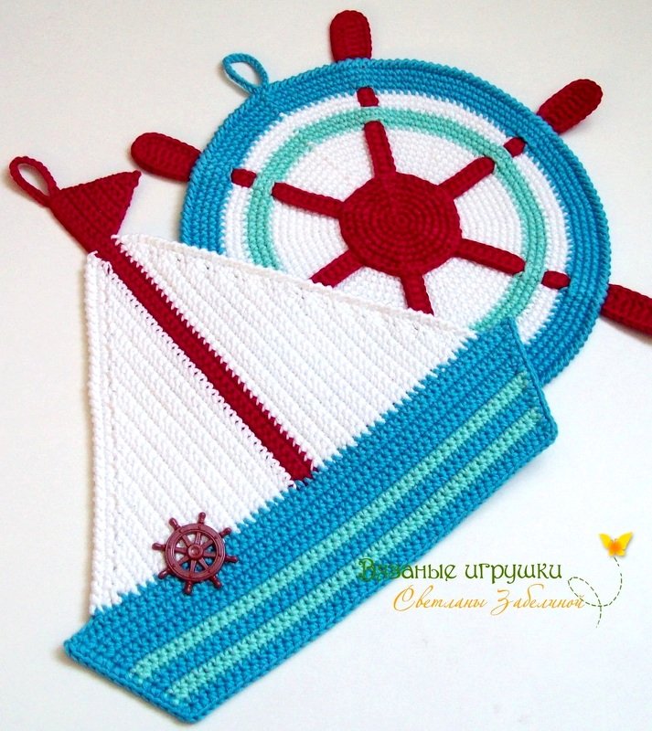 212DE Häkelanleitung Schiffssteuerrad Topflappen - PDF Zabelina Etsy - Bild 4