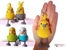Häkelanleitung Sittiche als Schlüsselanhänger oder Kantenhocker